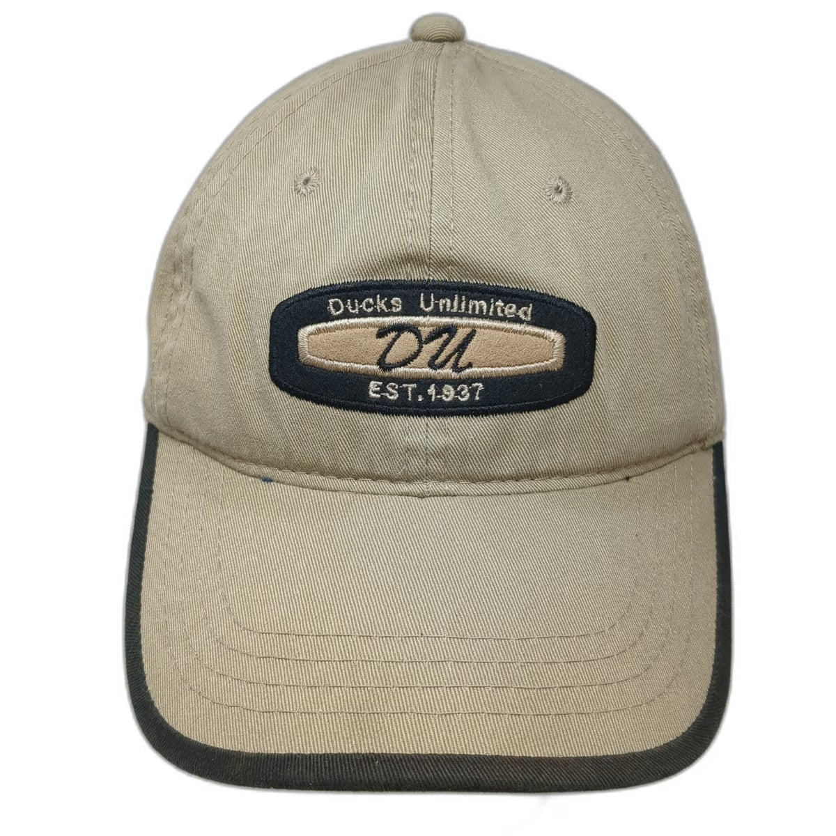 Ducks Unlimited Baseball Cap Beige One Size Contrast Brim Slideback DU Logo Hat