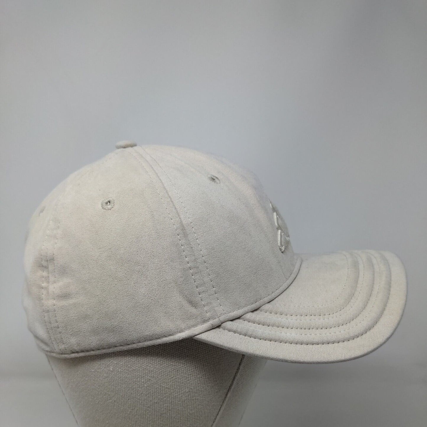 Adidas Fitted Hat Tan Large Embroidered Vented Holes 6 Panel Polyester