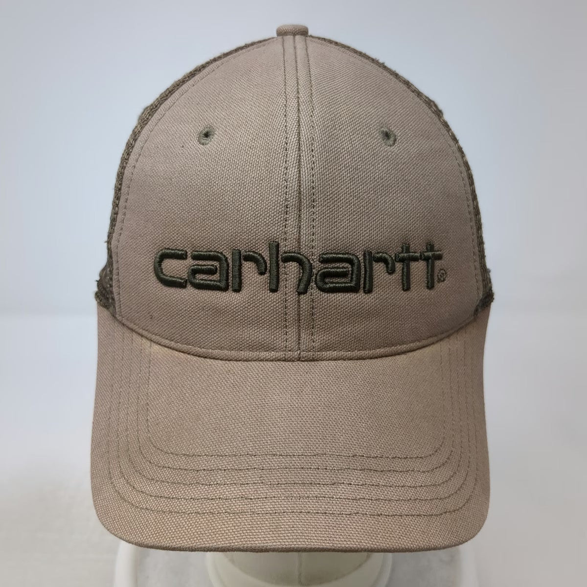 Carhartt Trucker Hat Brown One Size Mesh Back Snapback Logo Curved Brim Hat