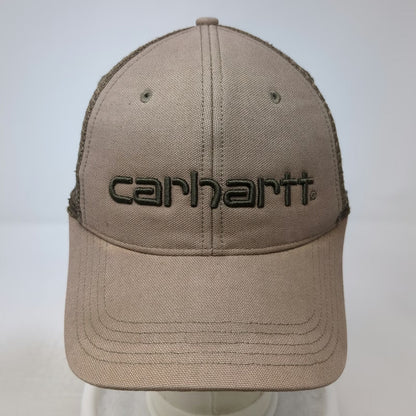 Carhartt Trucker Hat Brown One Size Mesh Back Snapback Logo Curved Brim Hat