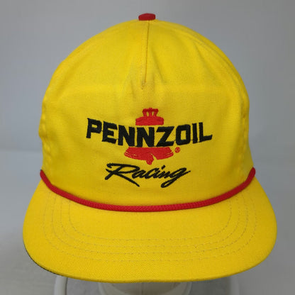 Cali Fame Pennzoil Racing 5 Panel Yellow Hat One Size Rope Brim Slideback USA
