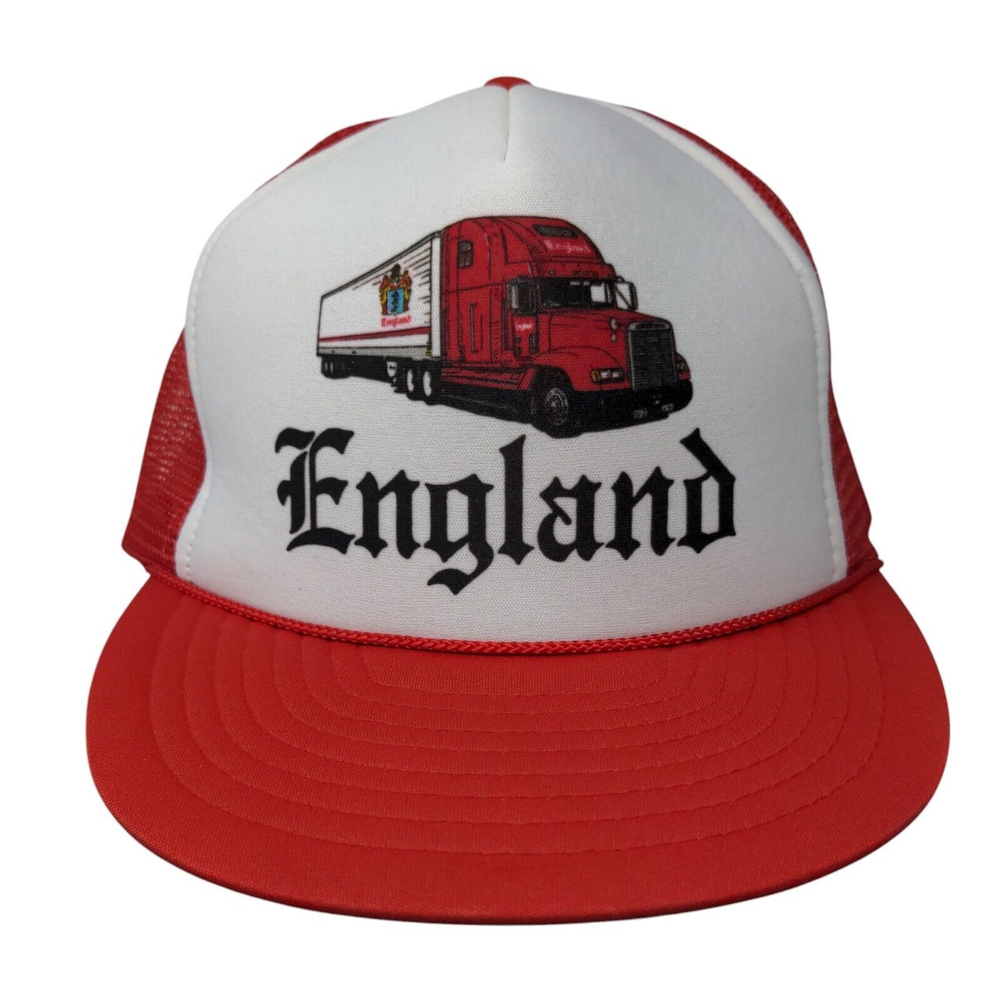 England Truck Snapback Rope Trucker Hat Red OSFA Mesh Back Nissin