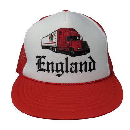 England Truck Snapback Rope Trucker Hat Red OSFA Mesh Back Nissin