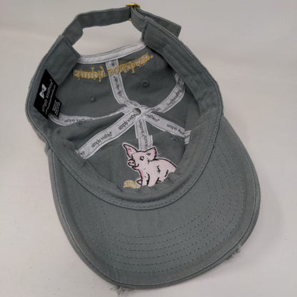 Live Life Simply Pig Slideback Hat Gray OSFM Embroidered Simply Southern