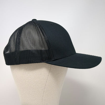 Richardson Trucker Hat Black One Size Petra American Flag Logo Mesh Snapback