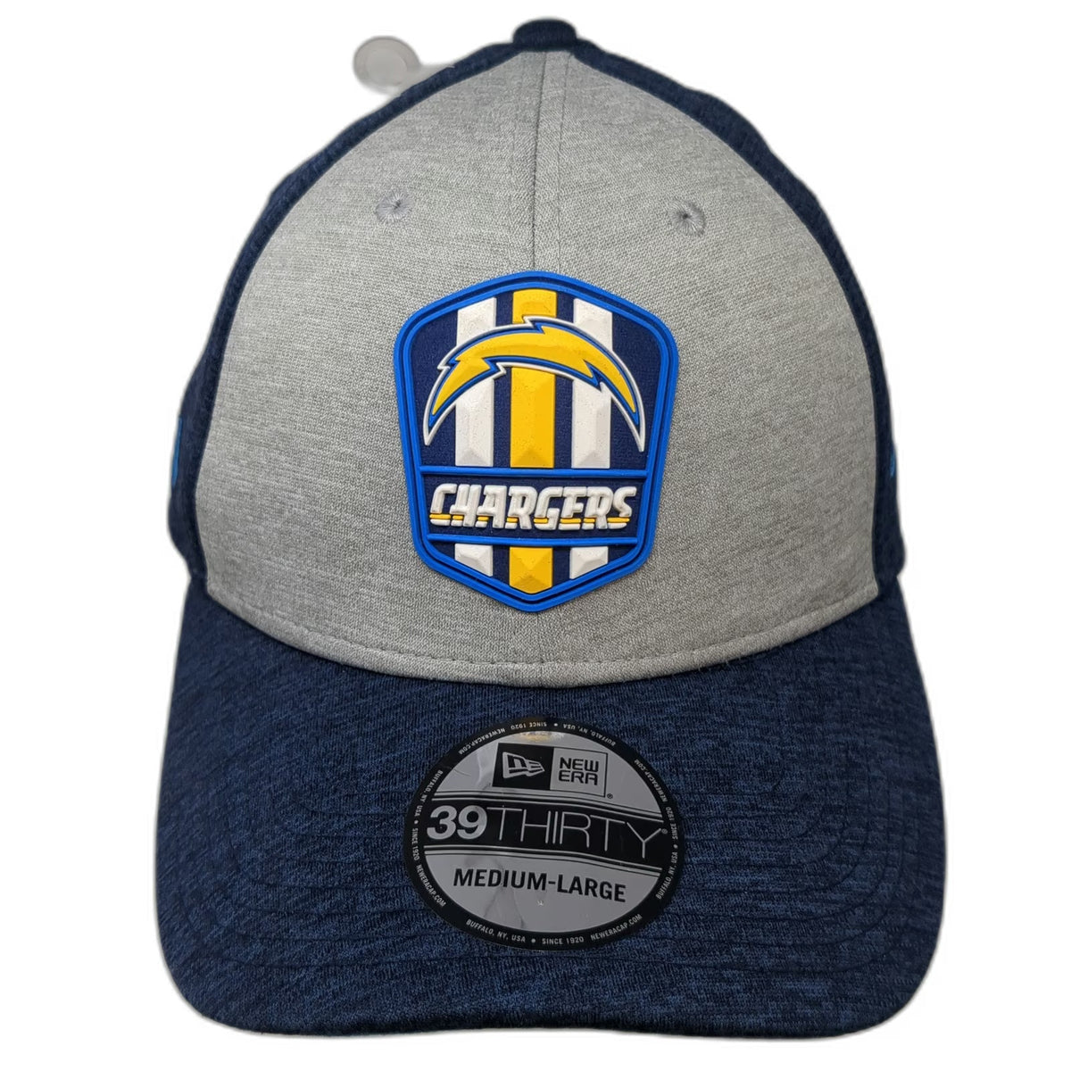 Los Angeles Chargers NFL New Era Cap Blue L 39THIRTY Stretch Fit Grey Crown Hat