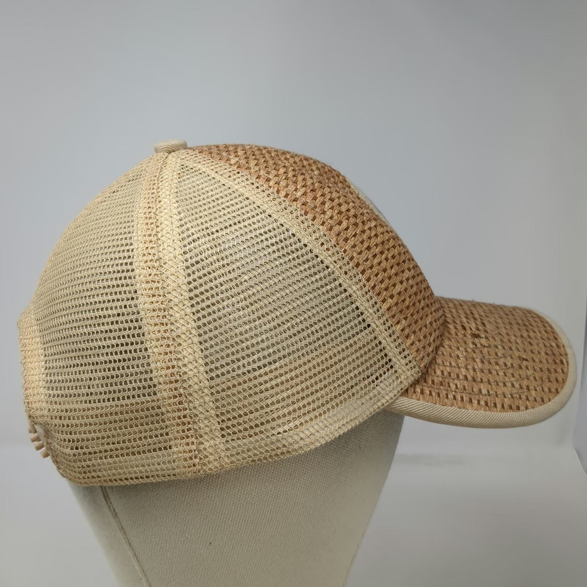 San Diego Zoo Trucker Hat Beige One Size Straw Mesh Animal Park Patch Snapback