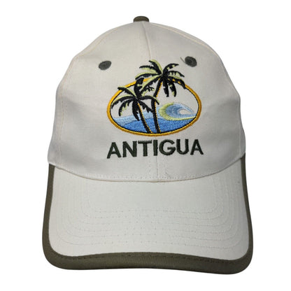 Antigua Palm Trees Strapback Hat Cream OSFA Adjustable Embroidered