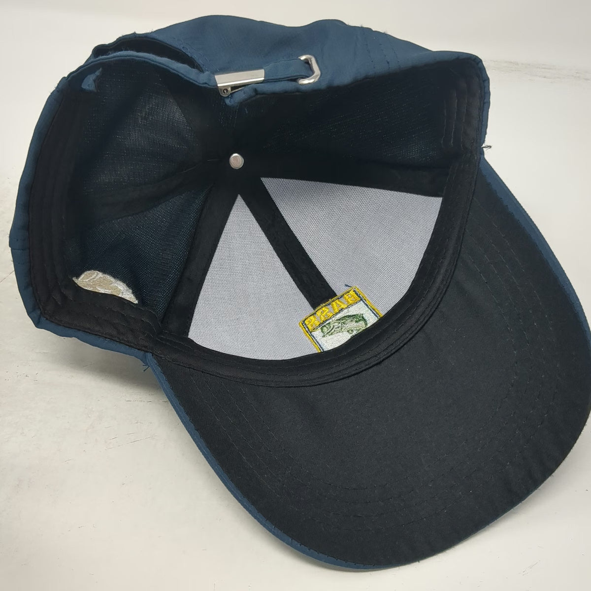 Baseball Cap Blue One Size Jumping Bass Fishing Nylon Slideback Logo Patch Hat