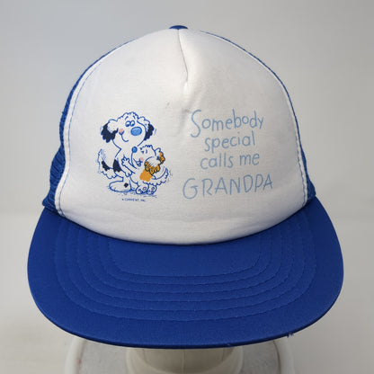 Somebody Special Calls Me Grandpa Snapback Trucker Hat Blue One Size