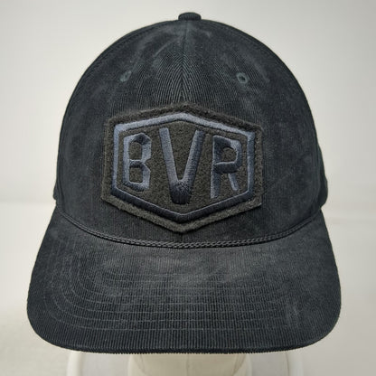 Richardson Snapback Hat Black One Size Corduroy BVR Logo Patch 6 Panel
