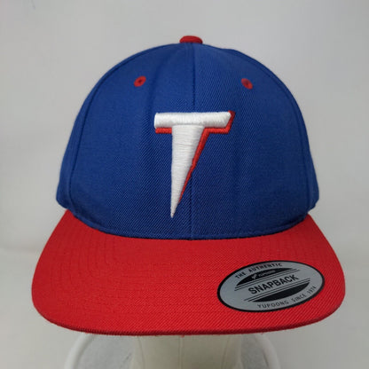 Sport Tek Men's Snapback Hat Blue Red OSFA Embroidered T Logo Acrylic Wool Blend