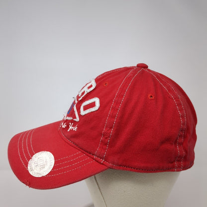 Aero 87 California New York Fitted Hat Red L/XL Nu-Fit Distressed 6 Panel