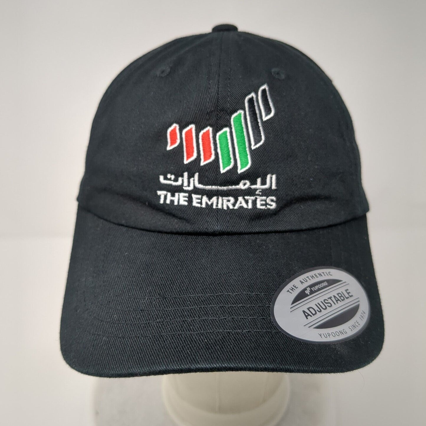 The Emirates Slideback Hat Black OSFA Adjustable Embroidered Yupoong