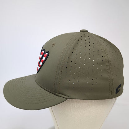 Champro Baseball Cap Green M American Flag W Laser Cut Perforated Stretch Hat