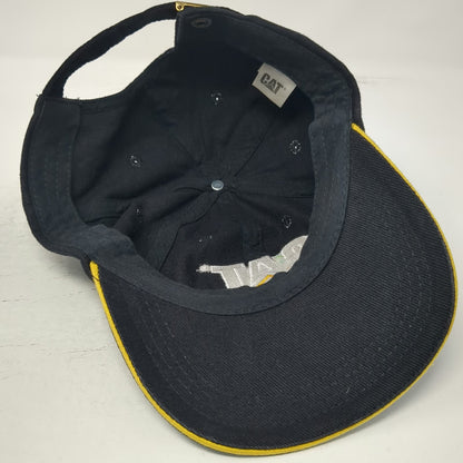 CAT Baseball Cap Black Yellow One Size Slideback Logo Cotton Sandwich Brim Hat