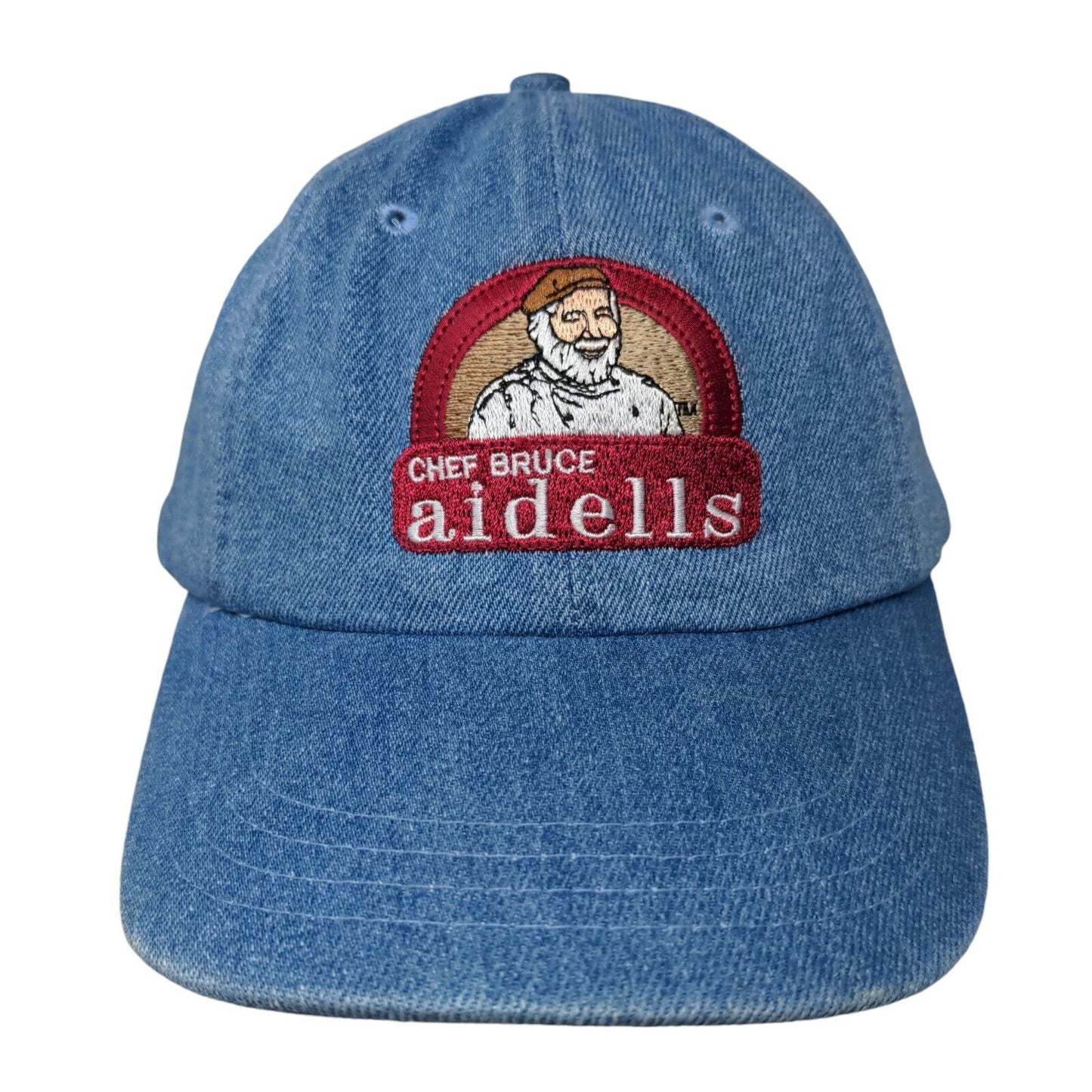 Chef Bruce Aidells Slideback Hat Blue One Size Embroidered Denim Nissin Cap