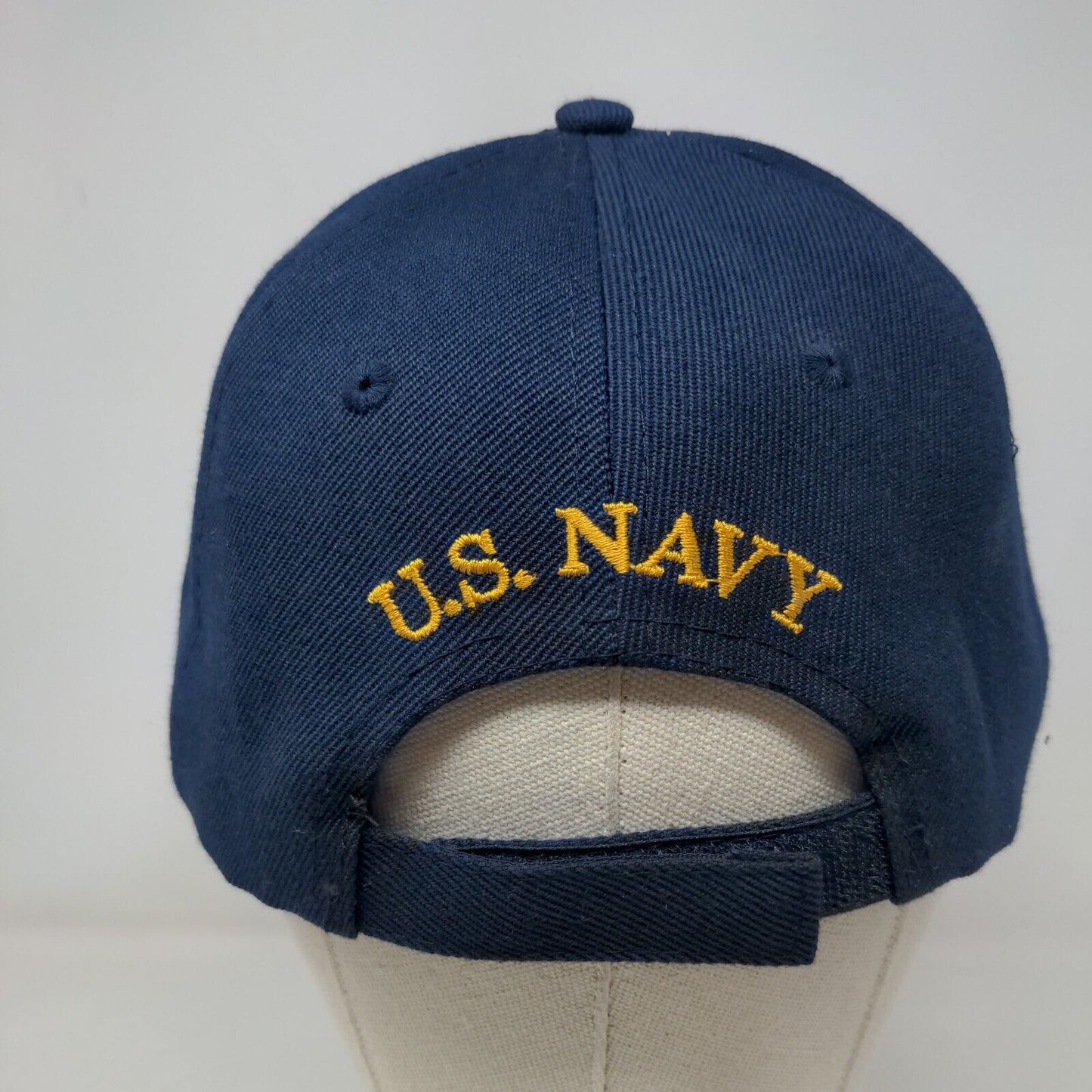 U.S. Navy Strapback Hat Blue One Size Embroidered Vented Holes August Sport