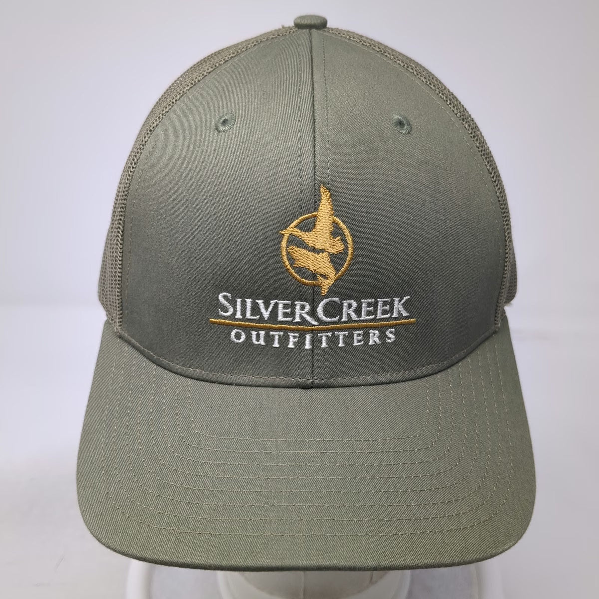 Richardson Trucker Hat Green Gold White One Size Mesh Back Snapback Silver Creek