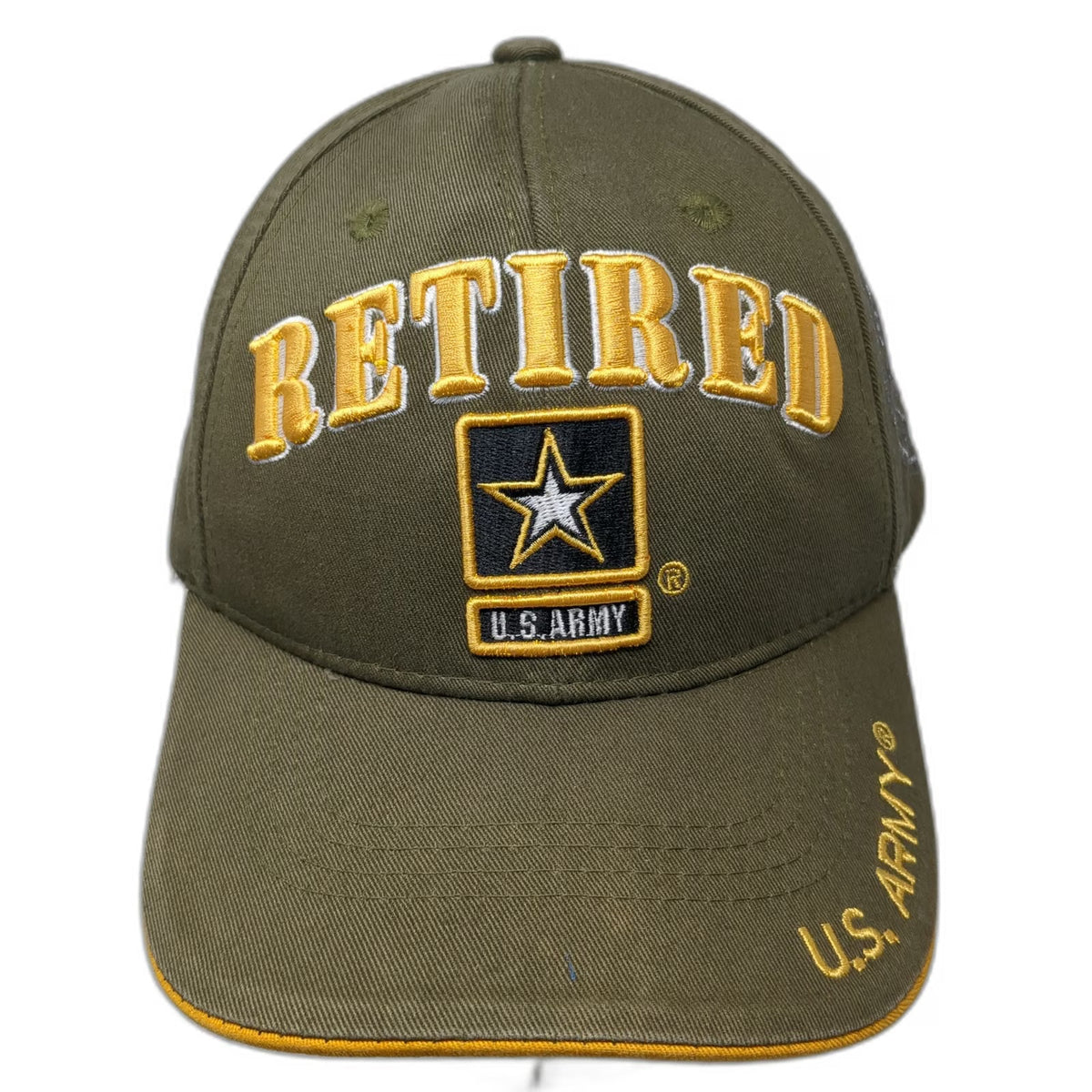 JM Warriors U.S. Army Retired Baseball Cap Green OSFM Side Seal Strapback Hat