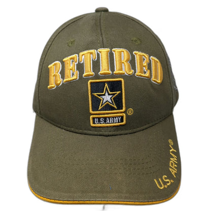 JM Warriors U.S. Army Retired Baseball Cap Green OSFM Side Seal Strapback Hat