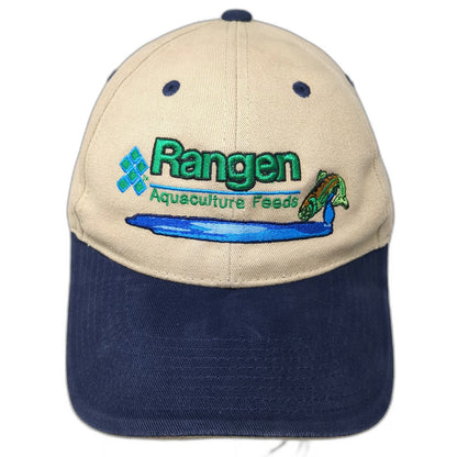 Otto Baseball Cap Beige Blue One Size Rangen Aquaculture Feeds Fish Graphic Hat