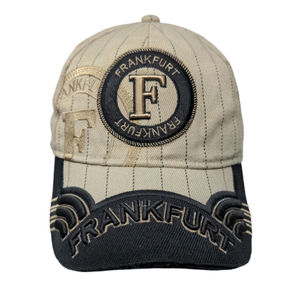 Frankfurt Strapback Hat Tan 58cm Adjustable Embroidered Pinstripe