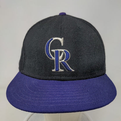 New Era Men's Fitted Hat Black 7 3/4 Embroidered Colorado Rockies World Series