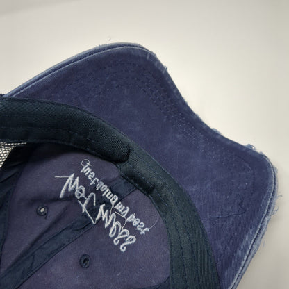 Hot Mess Just Doing My Best Ponyback Trucker Hat Blue OS Mesh Back Distressed