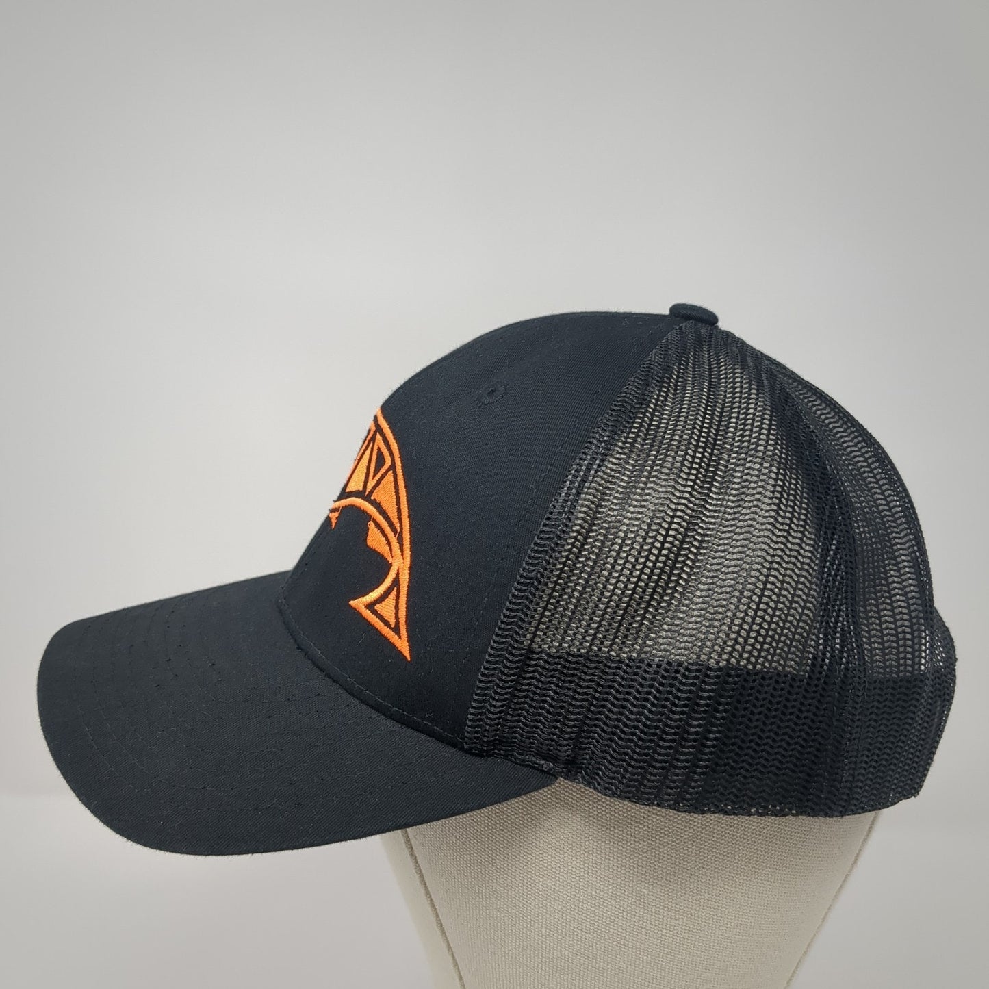 Trout Trucker Hat Black Large Adjustable Embroidered Mesh Back Richardson