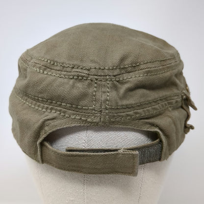 Army Cap Brown One Size Side Pocket Cotton Strapback Hat Adjustable Cadet Base