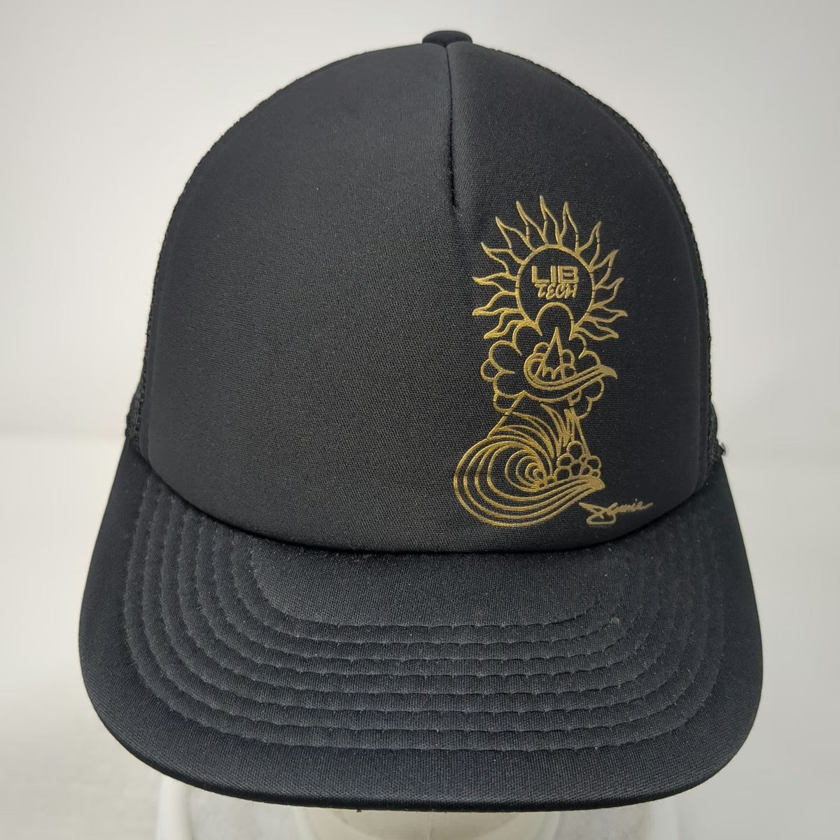 Lib Tech Trucker Hat Black One Size 20 Year Anniversary Gold Graphic Snapback