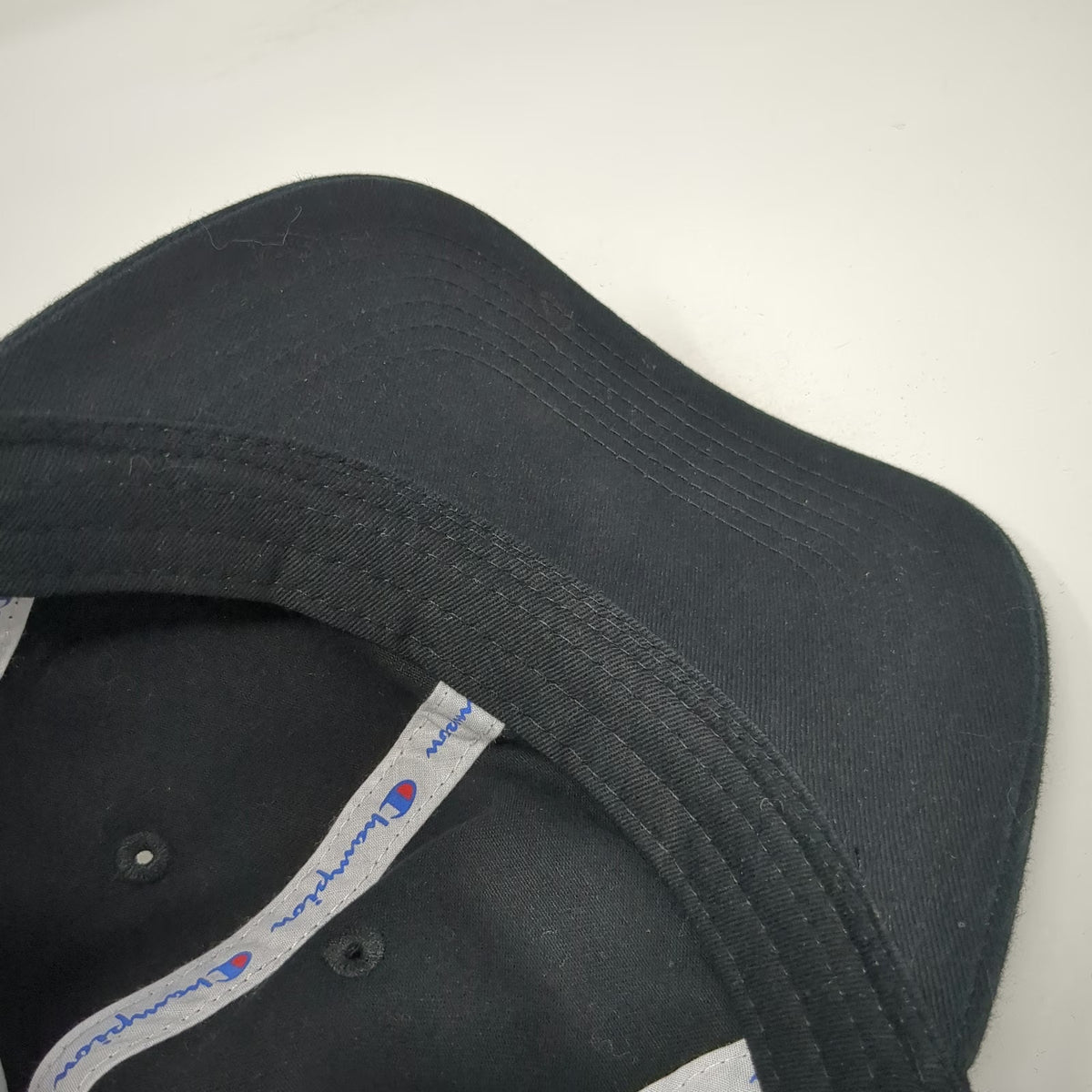 Champion Baseball Cap Black One Size Slideback Embroidered Logo Curved Brim Hat