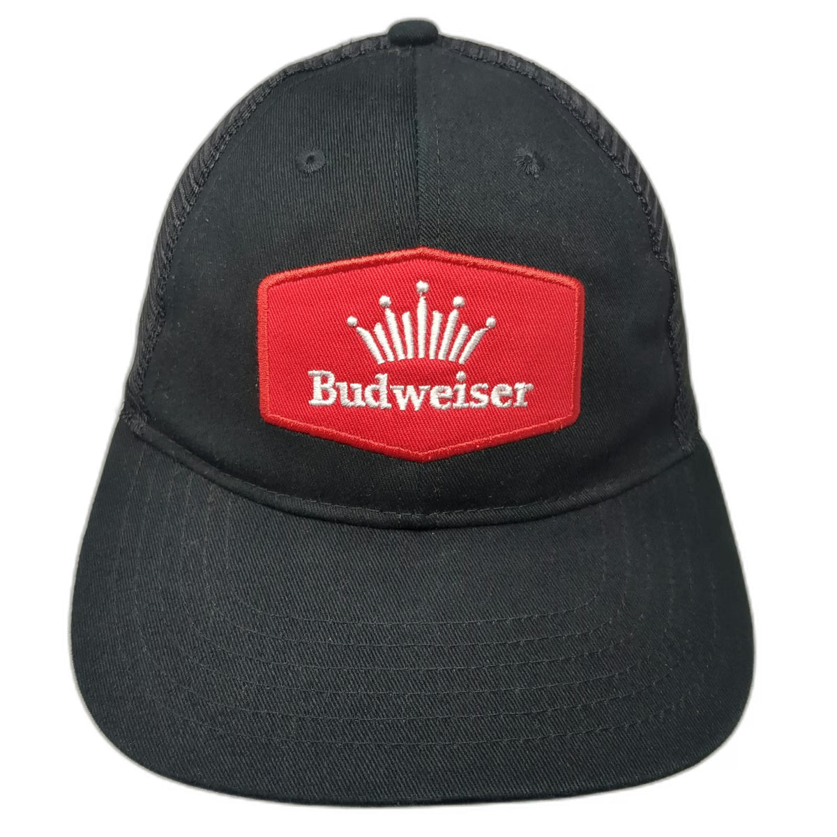 Budweiser Beer Brand Logo Black One Size Trucker Hat Mesh Back Snapback Curved