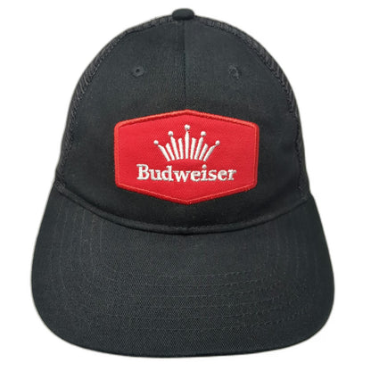Budweiser Beer Brand Logo Black One Size Trucker Hat Mesh Back Snapback Curved