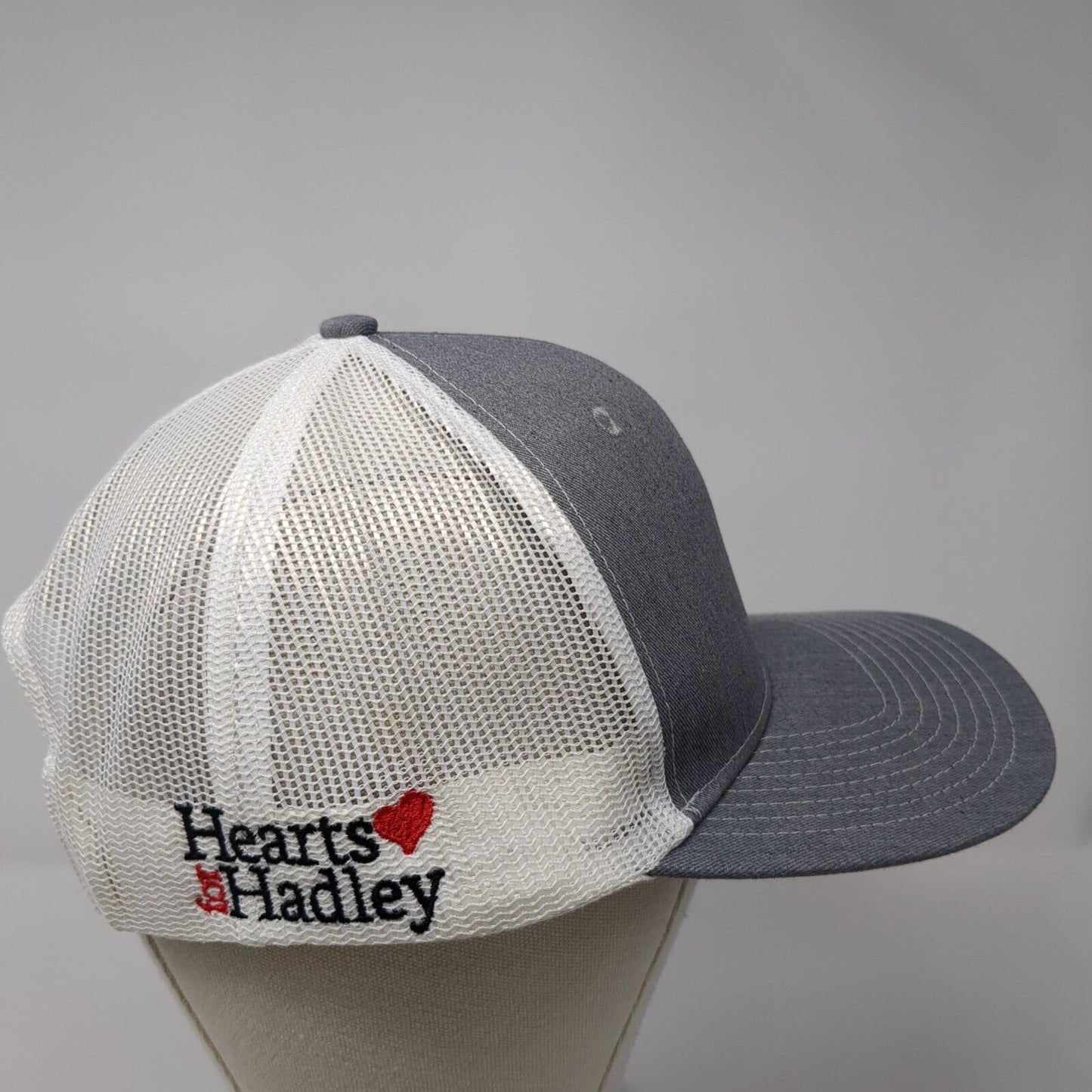 Hearts for Hadley Snapback Trucker Hat Gray One Size Mesh Back Outdoor
