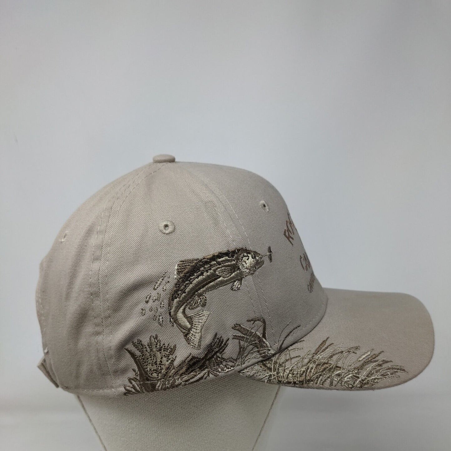 Rocking R Campers LLC Strapback Hat Tan One Size Dri-Duck Embroidered