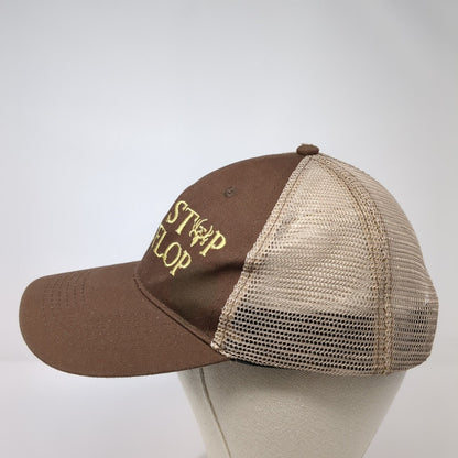 Can't Stop The Flop Snapback Trucker Hat Brown One Size Mesh Back