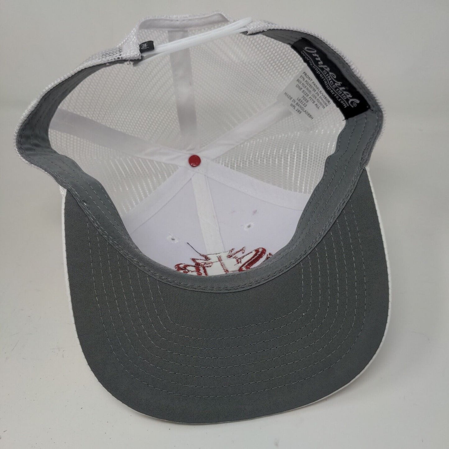Imperial Men's Snapback Mesh Back Hat White OSFA Embroidered SB Christian Logo