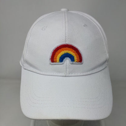 Rainbow Slideback Hat White One Size Adjustable Colorful Vented Holes 6 Panel