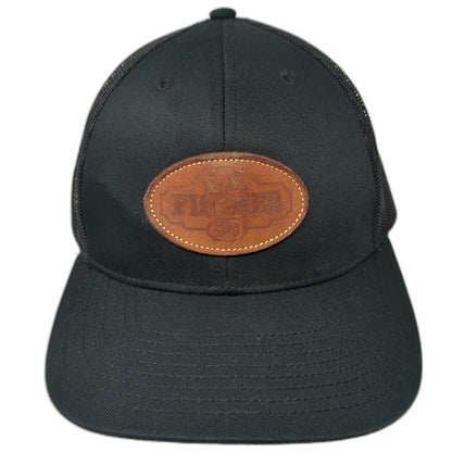 Richardson Trucker Hat Black One Size Leather Patch B.A. Fischer Snapback