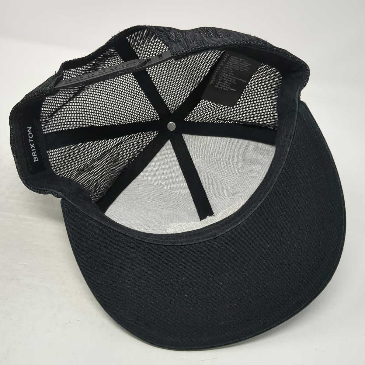 Brixton Trucker Hat Black One Size Snapback Mesh Logo Embroidered Patch MFG Co