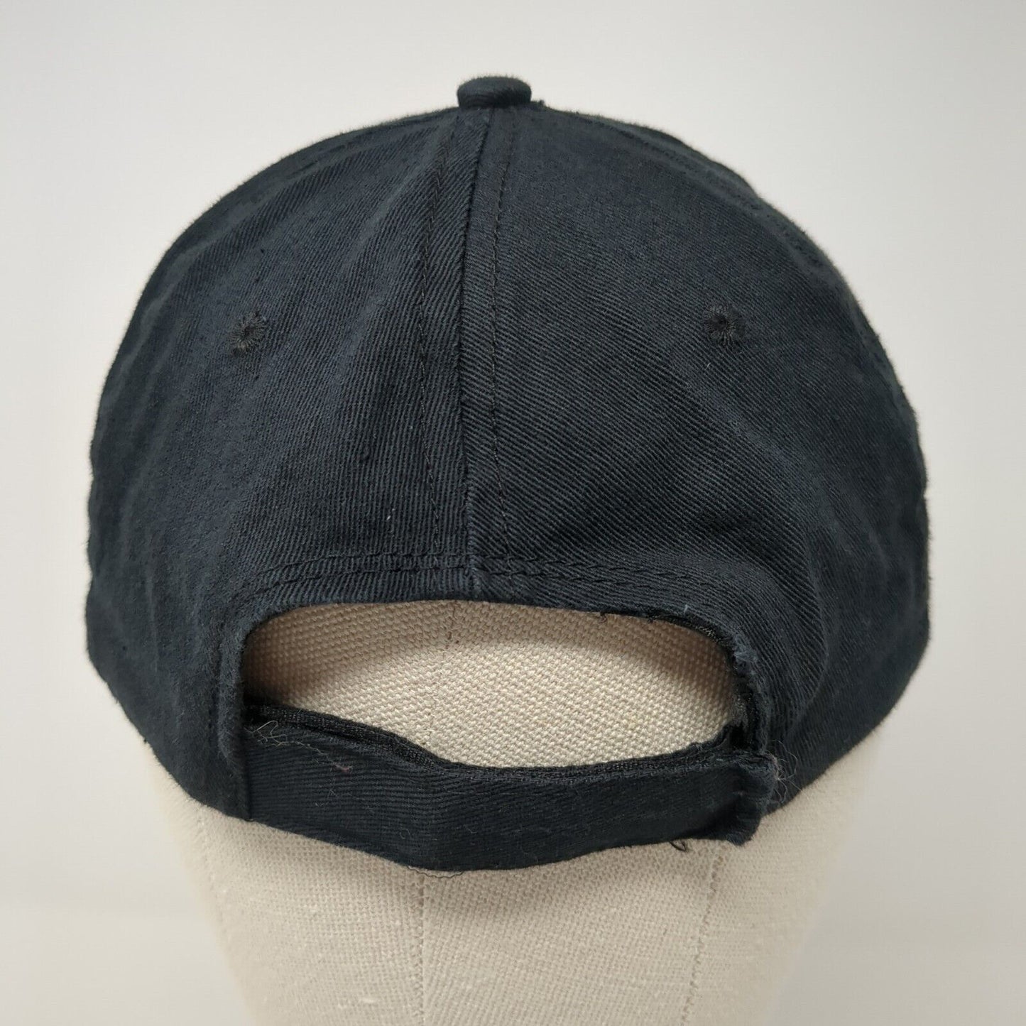 Unbranded Strapback Hat Black One Size Embroidered Logo Brush 6 Panel