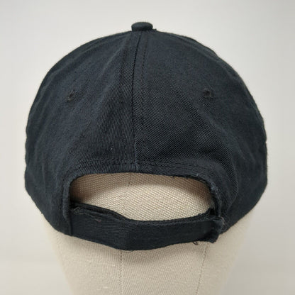 Unbranded Strapback Hat Black One Size Embroidered Logo Brush 6 Panel