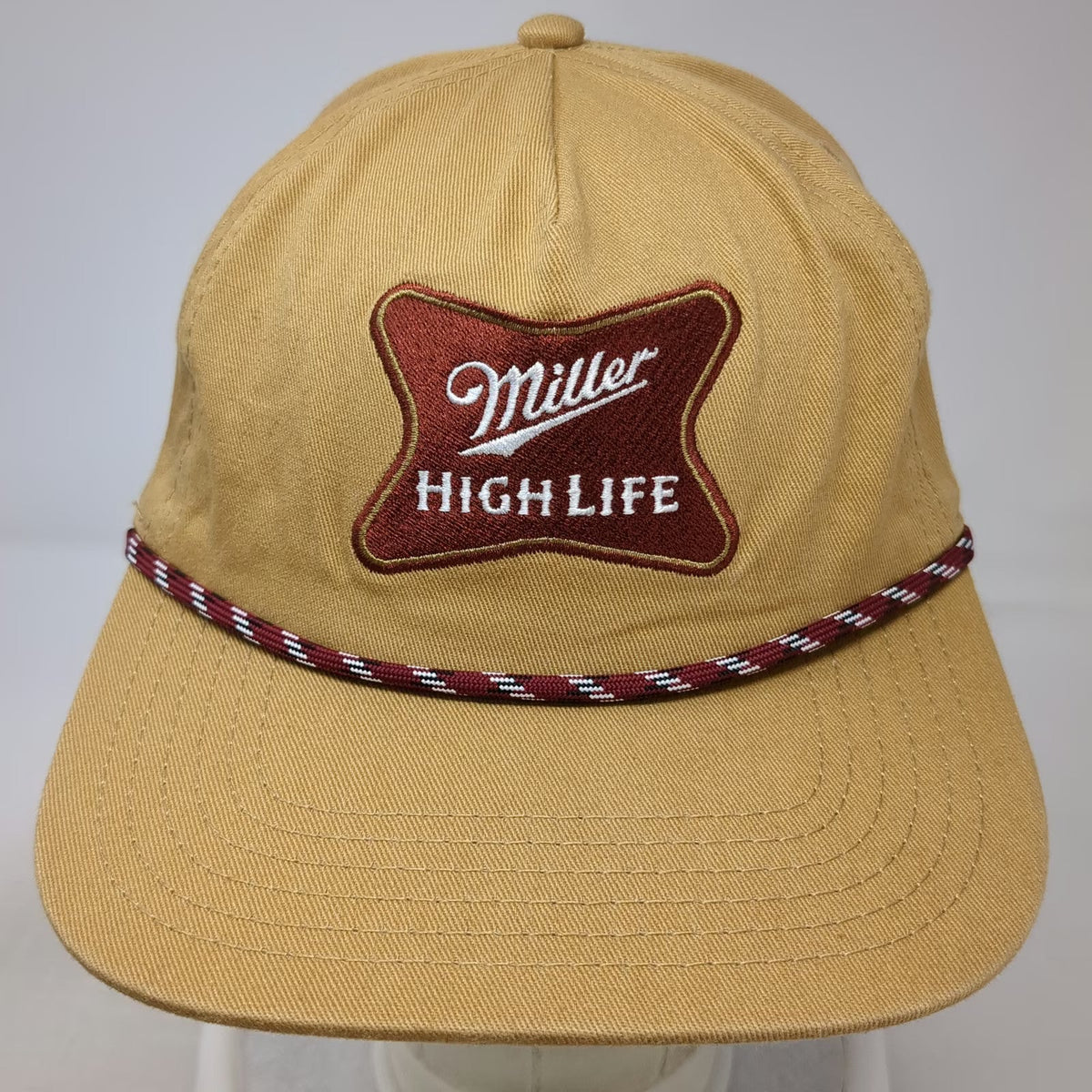Mad Engine 5 Panel Brown Hat One Size Miller High Life Beer Logo Rope Snapback