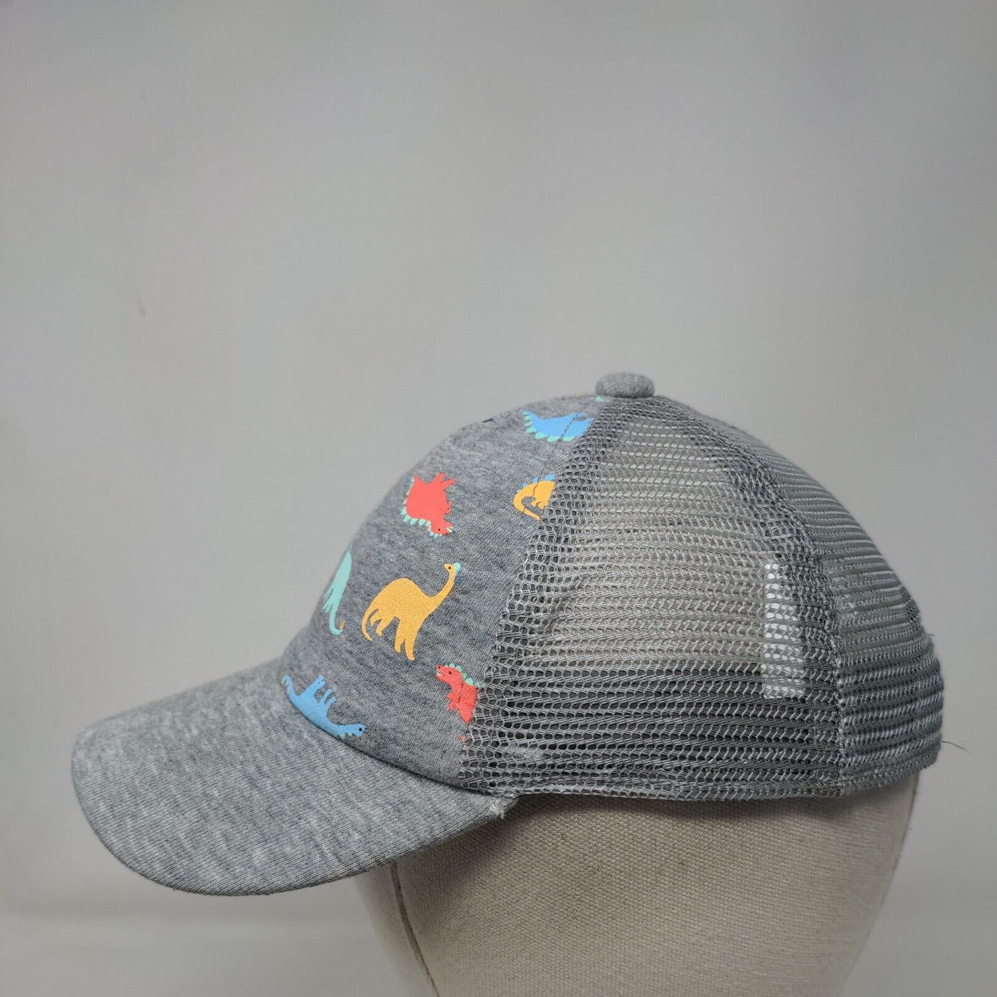 Dinosaur Snapback Trucker Hat Gray One Size Adjustable Mesh Back Animal Print