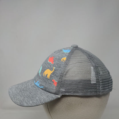 Dinosaur Snapback Trucker Hat Gray One Size Adjustable Mesh Back Animal Print
