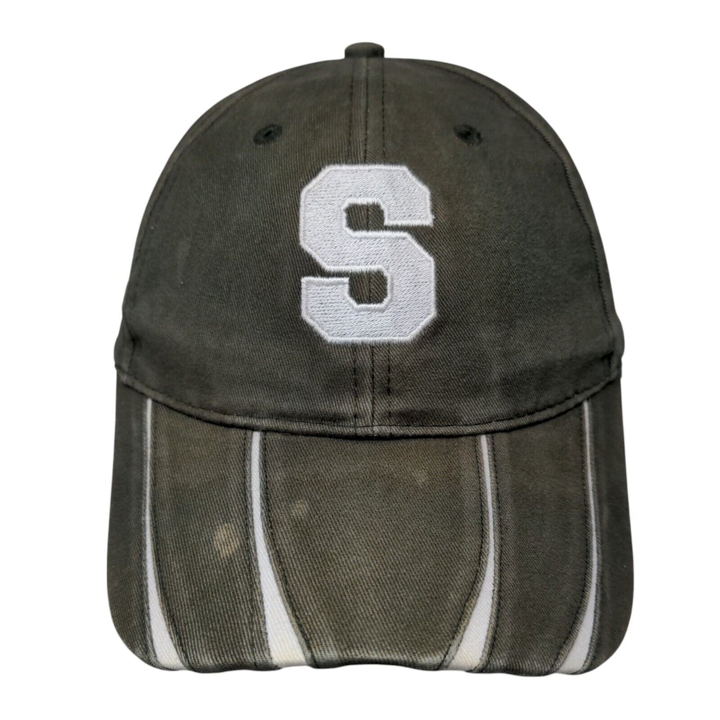 S Initial Strapback Hat Green One Size Adjustable Embroidered Adams Cotton