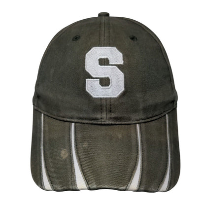S Initial Strapback Hat Green One Size Adjustable Embroidered Adams Cotton