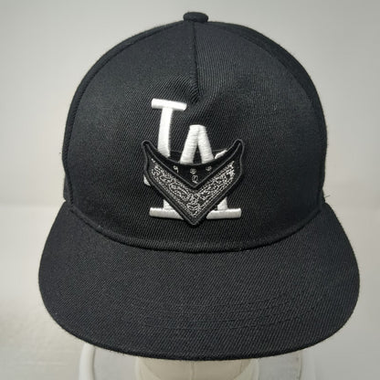 5 Panel Black One Size LA Los Angeles Crimes Bandana Paisley Hat Flat Brim Logo